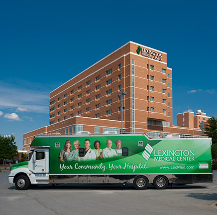 Mobile Medical Unit in front of Lexington Medical Center
